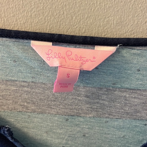 Lilly Pulitzer Gretchen Dress Size Small Tropez Blue Polka Dot Stripe - Picture 6 of 11